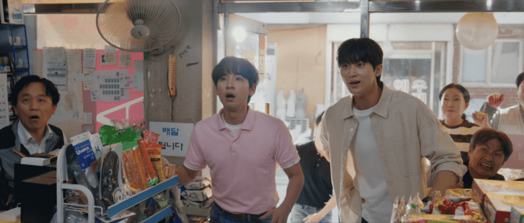 K-drama cast shopping in Hwahong Mart convenience store